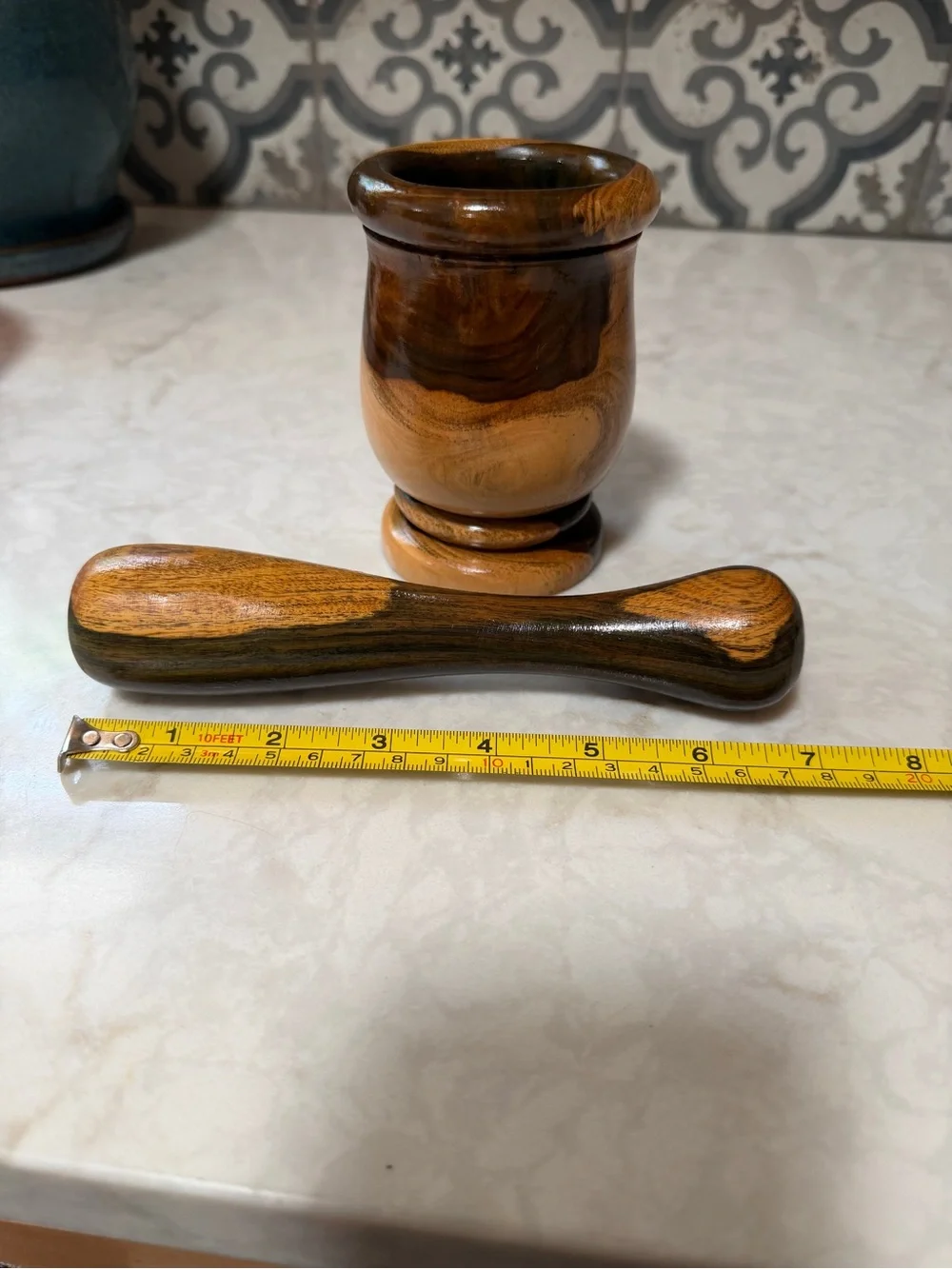 Beautifully Handcrafted Wooden Mortar and Pestle - Cottage Shades of Wood tones